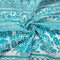 Turquoise-White Nylon Floral Multi Stripe Printed Mesh Lace Knit Fabric By the Yard